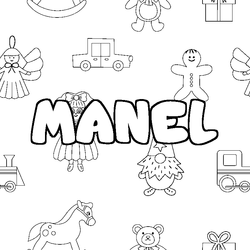 Coloraci&oacute;n del nombre MANEL - decorado juguetes