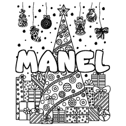 Coloraci&oacute;n del nombre MANEL - decorado &aacute;rbol de Navidad y regalos