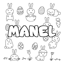 Coloraci&oacute;n del nombre MANEL - decorado Pascua