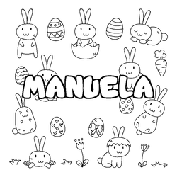 Coloraci&oacute;n del nombre MANUELA - decorado Pascua