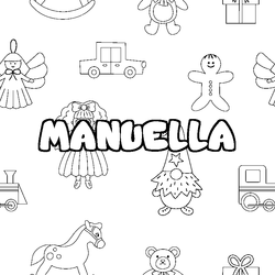 Coloraci&oacute;n del nombre MANUELLA - decorado juguetes