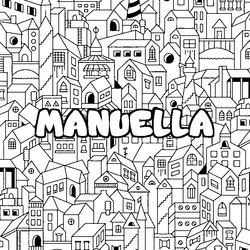 Coloraci&oacute;n del nombre MANUELLA - decorado ciudad
