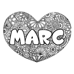 Coloraci&oacute;n del nombre MARC - decorado mandala de coraz&oacute;n
