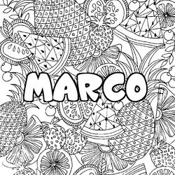 Coloraci&oacute;n del nombre MARCO - decorado mandala de frutas