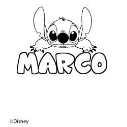 Coloraci&oacute;n del nombre MARCO - decorado Stitch