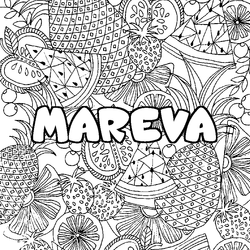 Coloraci&oacute;n del nombre MAREVA - decorado mandala de frutas