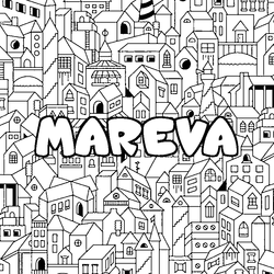 Coloraci&oacute;n del nombre MAREVA - decorado ciudad