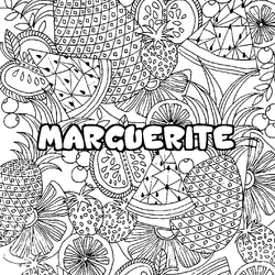 Coloraci&oacute;n del nombre MARGUERITE - decorado mandala de frutas