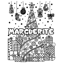 Coloraci&oacute;n del nombre MARGUERITE - decorado &aacute;rbol de Navidad y regalos