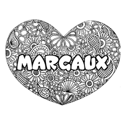 Coloraci&oacute;n del nombre MARGAUX - decorado mandala de coraz&oacute;n