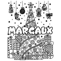Coloraci&oacute;n del nombre MARGAUX - decorado &aacute;rbol de Navidad y regalos