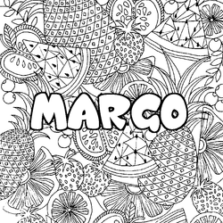 Coloraci&oacute;n del nombre MARGO - decorado mandala de frutas