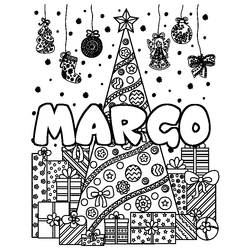 Coloraci&oacute;n del nombre MARGO - decorado &aacute;rbol de Navidad y regalos