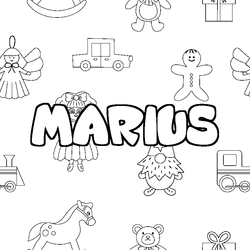 Coloraci&oacute;n del nombre MARIUS - decorado juguetes