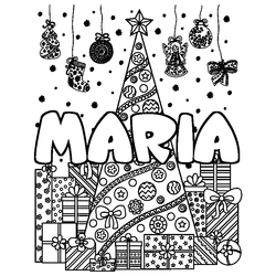 Coloraci&oacute;n del nombre MARIA - decorado &aacute;rbol de Navidad y regalos