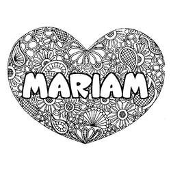Coloraci&oacute;n del nombre MARIAM - decorado mandala de coraz&oacute;n