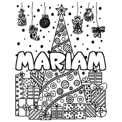 Coloraci&oacute;n del nombre MARIAM - decorado &aacute;rbol de Navidad y regalos