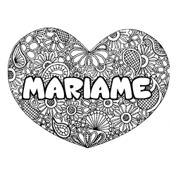 Coloraci&oacute;n del nombre MARIAME - decorado mandala de coraz&oacute;n
