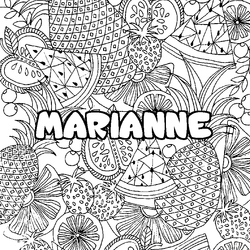 Coloraci&oacute;n del nombre MARIANNE - decorado mandala de frutas