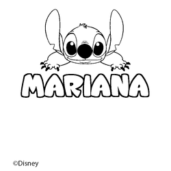 Coloraci&oacute;n del nombre MARIANA - decorado Stitch