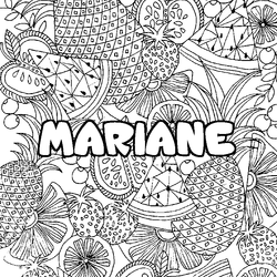 Coloraci&oacute;n del nombre MARIANE - decorado mandala de frutas