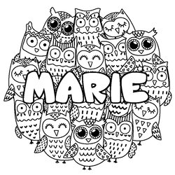 Coloraci&oacute;n del nombre MARIE - decorado b&uacute;hos