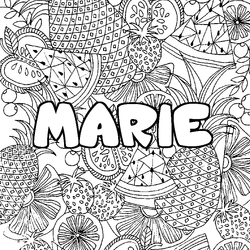 Coloraci&oacute;n del nombre MARIE - decorado mandala de frutas