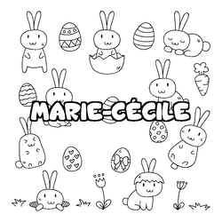Coloraci&oacute;n del nombre MARIE-C&Eacute;CILE - decorado Pascua