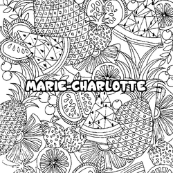 Coloraci&oacute;n del nombre MARIE-CHARLOTTE - decorado mandala de frutas