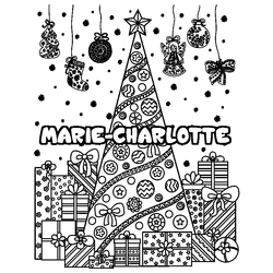Coloraci&oacute;n del nombre MARIE-CHARLOTTE - decorado &aacute;rbol de Navidad y regalos