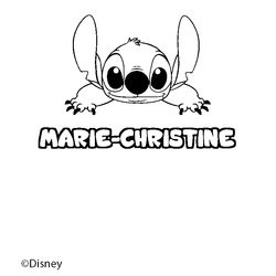 Coloraci&oacute;n del nombre MARIE-CHRISTINE - decorado Stitch