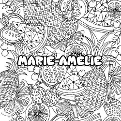 Coloraci&oacute;n del nombre MARIE-AM&Eacute;LIE - decorado mandala de frutas