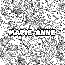 Coloraci&oacute;n del nombre MARIE-ANNE - decorado mandala de frutas