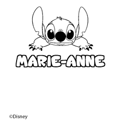 Coloraci&oacute;n del nombre MARIE-ANNE - decorado Stitch