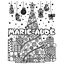 Coloraci&oacute;n del nombre MARIE-AUDE - decorado &aacute;rbol de Navidad y regalos