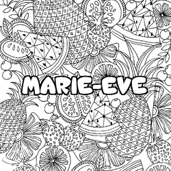 Coloraci&oacute;n del nombre MARIE-EVE - decorado mandala de frutas