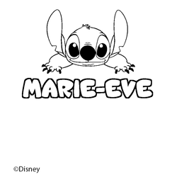 Coloraci&oacute;n del nombre MARIE-EVE - decorado Stitch