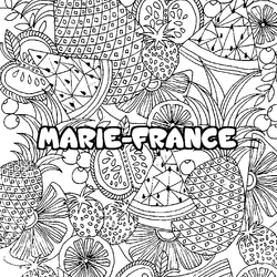 Coloraci&oacute;n del nombre MARIE-FRANCE - decorado mandala de frutas
