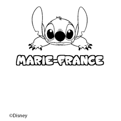 Coloraci&oacute;n del nombre MARIE-FRANCE - decorado Stitch