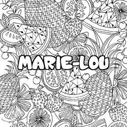 Coloraci&oacute;n del nombre MARIE-LOU - decorado mandala de frutas