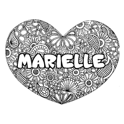 Coloraci&oacute;n del nombre MARIELLE - decorado mandala de coraz&oacute;n