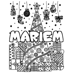 Coloraci&oacute;n del nombre MARIEM - decorado &aacute;rbol de Navidad y regalos