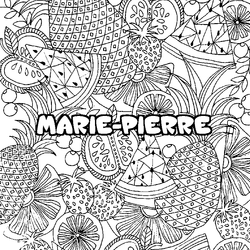 Coloraci&oacute;n del nombre MARIE-PIERRE - decorado mandala de frutas