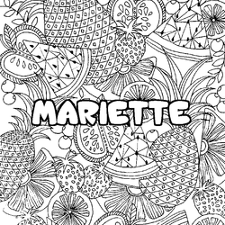 Coloraci&oacute;n del nombre MARIETTE - decorado mandala de frutas