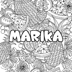Coloraci&oacute;n del nombre MARIKA - decorado mandala de frutas