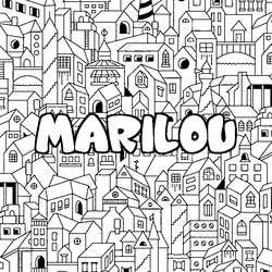 Coloraci&oacute;n del nombre MARILOU - decorado ciudad