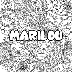Coloraci&oacute;n del nombre MARILOU - decorado mandala de frutas