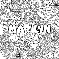 Coloraci&oacute;n del nombre MARILYN - decorado mandala de frutas