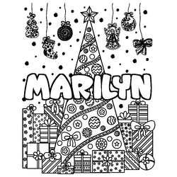 Coloraci&oacute;n del nombre MARILYN - decorado &aacute;rbol de Navidad y regalos