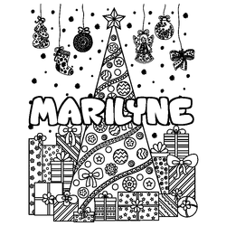 Coloraci&oacute;n del nombre MARILYNE - decorado &aacute;rbol de Navidad y regalos